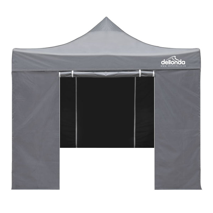 Dellonda 3x3m Pop-Up Gazebo & Side Walls Water Resistant Fabric - Grey