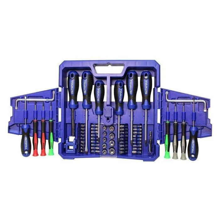 Faithfull Fold Out Screwdriver & Bit Set, 63 Piece Faithfull - Town Tools