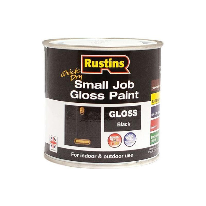 Rustins Quick Dry Small Job Gloss Paint Black 250ml Rustins - Town Tools