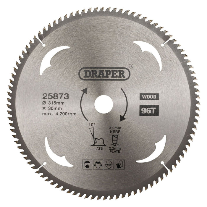 Draper TCT Circular Saw Blade for Wood, 315 x 30mm, 96T 25873 Draper - Town Tools 