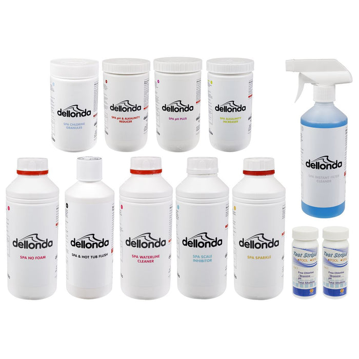 Dellonda Hot Tub/Spa Master Kit with 8 Chemicals & Test Strips DL87