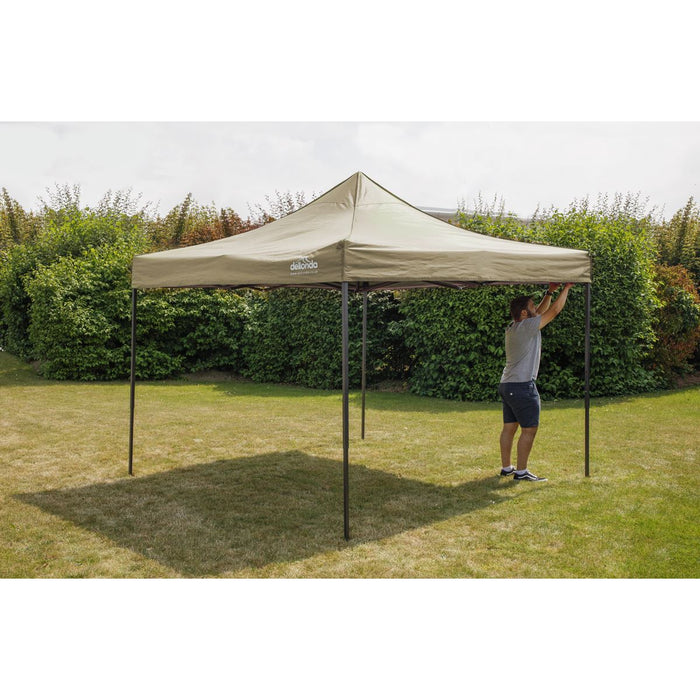 Dellonda 2x2m Pop-Up Gazebo Heavy Duty  Carry Bag Rope Stakes & Weight Beige