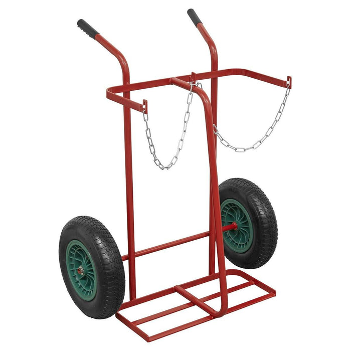 Sealey Welding Bottle Trolley with Pneumatic Tyres 2 Bottle ST28P Sealey - Town Tools 