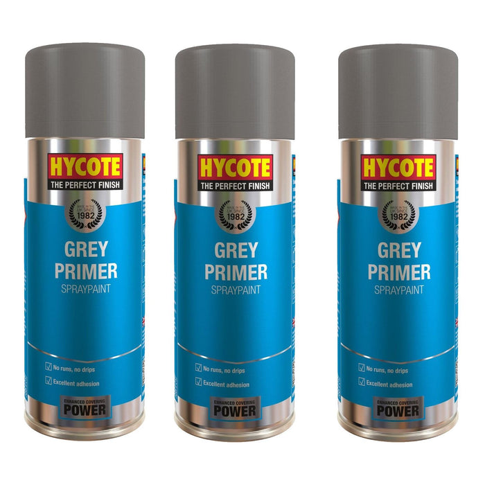 3x Hycote XUK03015 Grey Primer 400ml C/O