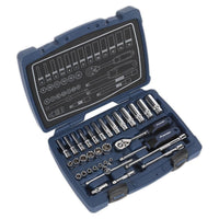 Sealey Socket Set 33pc 1/4"Sq Drive 6pt WallDrive Metric AK8990