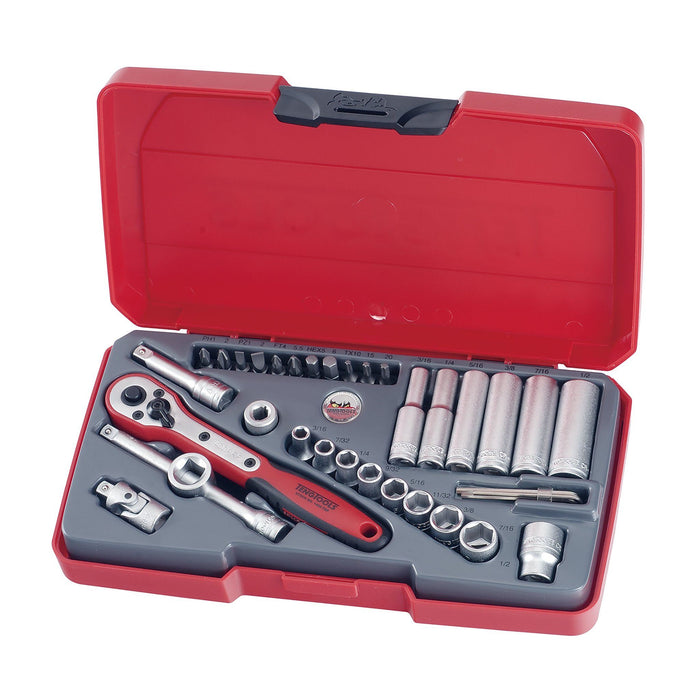 Teng Tools 1/4" Socket Set 6 pt AF 35 Pieces Teng Tools - Town Tools 