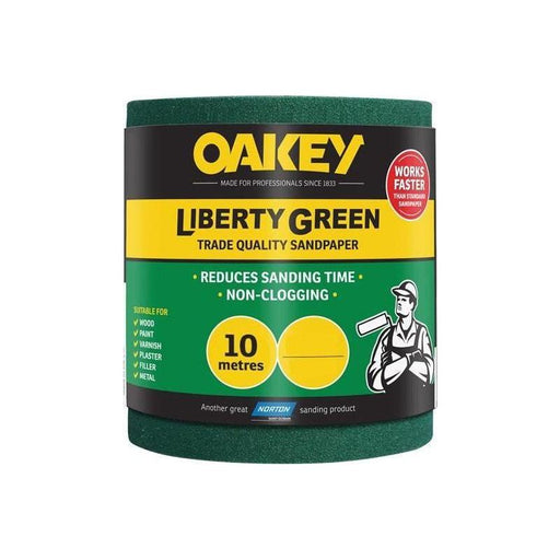 Oakey Liberty Green Sanding Roll 115mm x 10m Medium 80G Oakey - Town Tools