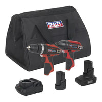 Sealey 2 x SV12 Series Cordless Power Tool Combo Kit 12V - 2 Batteries