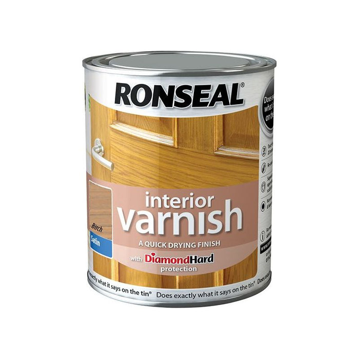 Ronseal Interior Varnish Quick Dry Satin Birch 750ml Ronseal - Town Tools