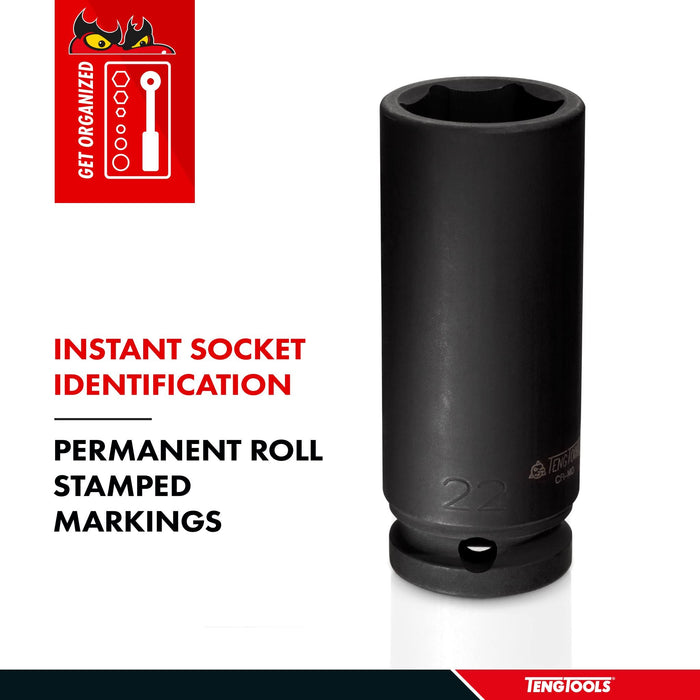 Teng Tools 1/2" Deep Impact Socket DIN Metric 35mm Teng Tools - Town Tools 