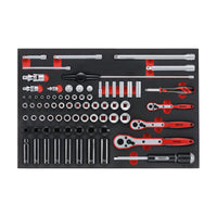 Teng Tools 1/4", 3/8" & 1/2" Socket Set FOAM4X4 76 Pieces