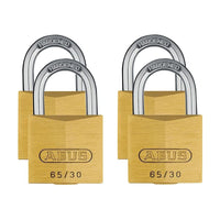 Abus Mechanical 65/30mm Brass Padlock Quad Pack