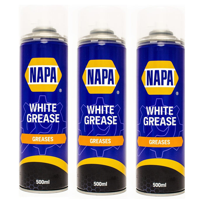 3x NAPA High Performance White Lithuim Grease 500ml Lubrication Spray Aerosol NAPA - Town Tools 