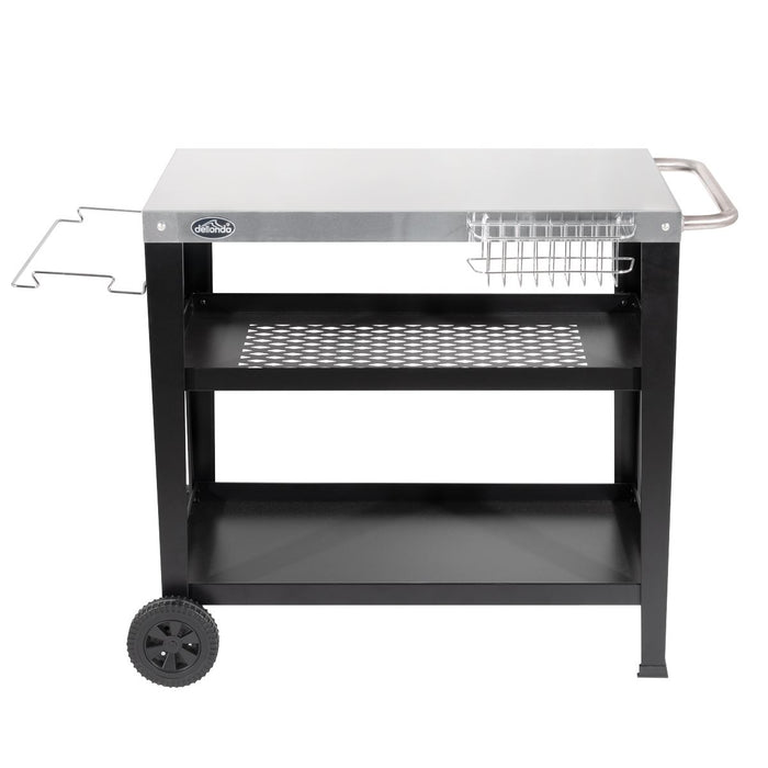 Dellonda Plancha Trolley with Utensil Holder - Stainless Steel Top