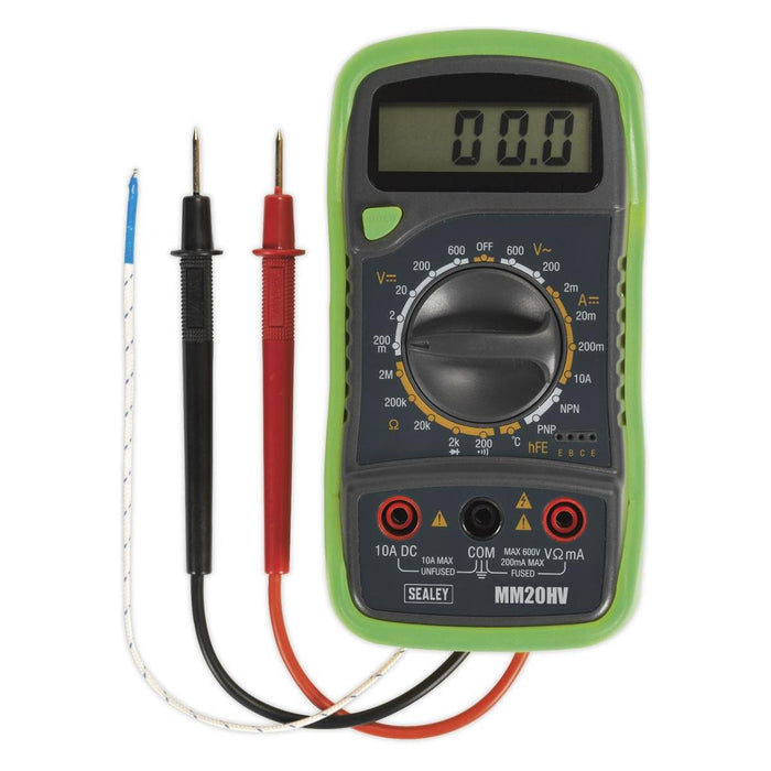 Sealey Digital Multimeter 8-Function with Thermocouple Hi-Vis mm20HV Sealey - Town Tools 