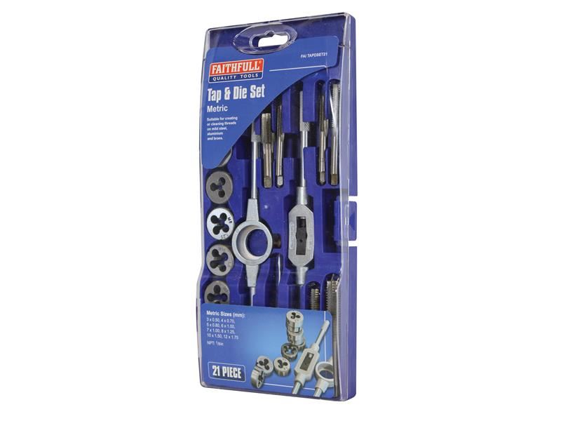 Faithfull Metric Tap & Die Set of 21 Carbon Steel Faithfull - Town Tools