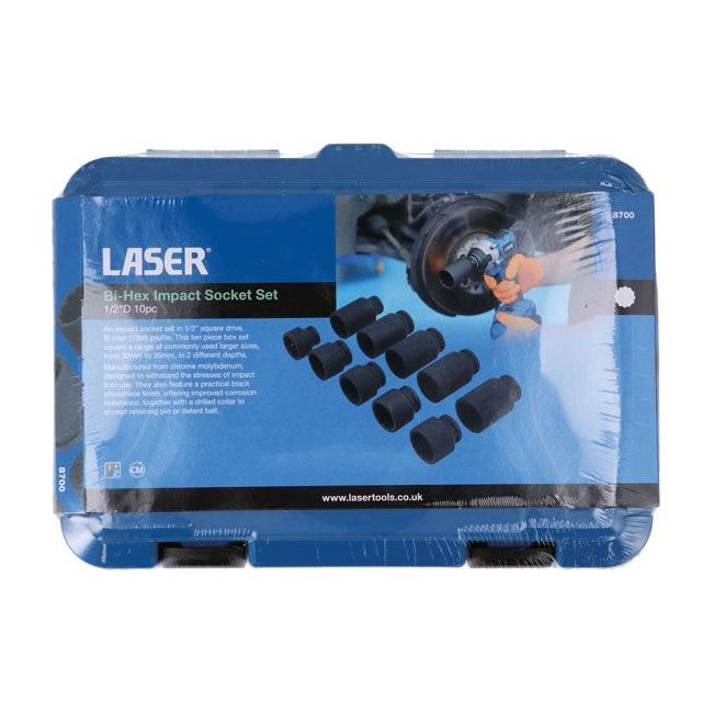 Laser Bi-Hex Impact Socket Set 1/2"D 10pc 8700 Laser - Town Tools 