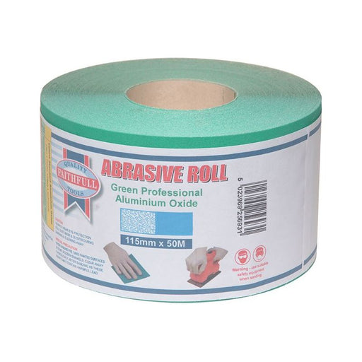 Faithfull Aluminium Oxide Sanding Paper Roll Green 115mm x 50m 80G Faithfull - Town Tools