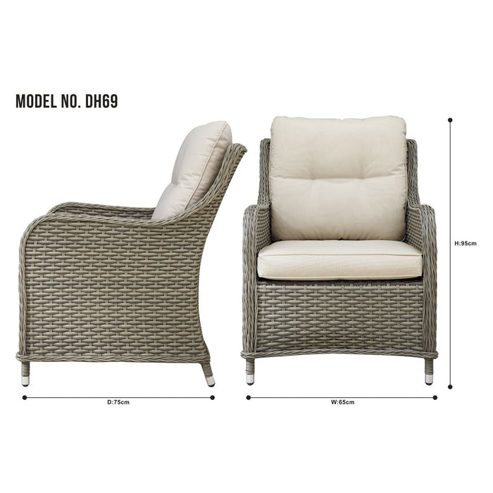 Dellonda Chester Rattan Wicker Outdoor Armchairs 2pc DG69