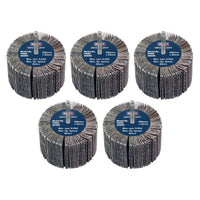 Sealey 80 x 40mm Abrasive Flap Wheel on 6mm Shaft Assorted Grit - Pack of 5