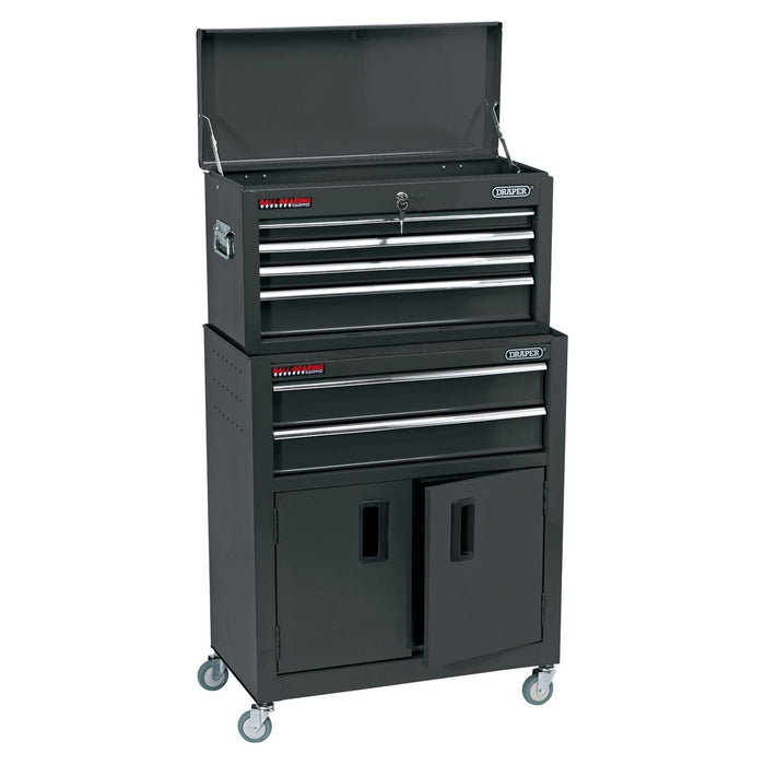 Draper Combined Roller Cabinet and Tool Chest, 6 Drawer, 24", Black 19572 Draper - Town Tools 