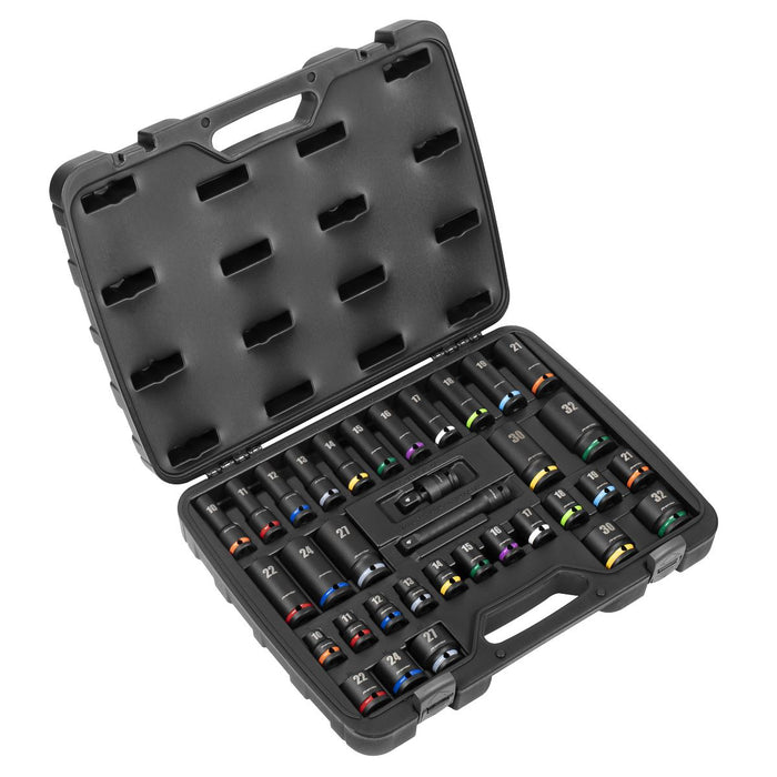 Sealey Premier Premier Impact Socket Set 1/2"Sq Drive 34pc AK5635M Sealey Premier - Town Tools 