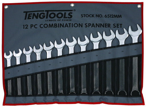 Teng Tools Combination Spanner Set 20-32 mm Tool Roll 12 Pieces Teng Tools - Town Tools 