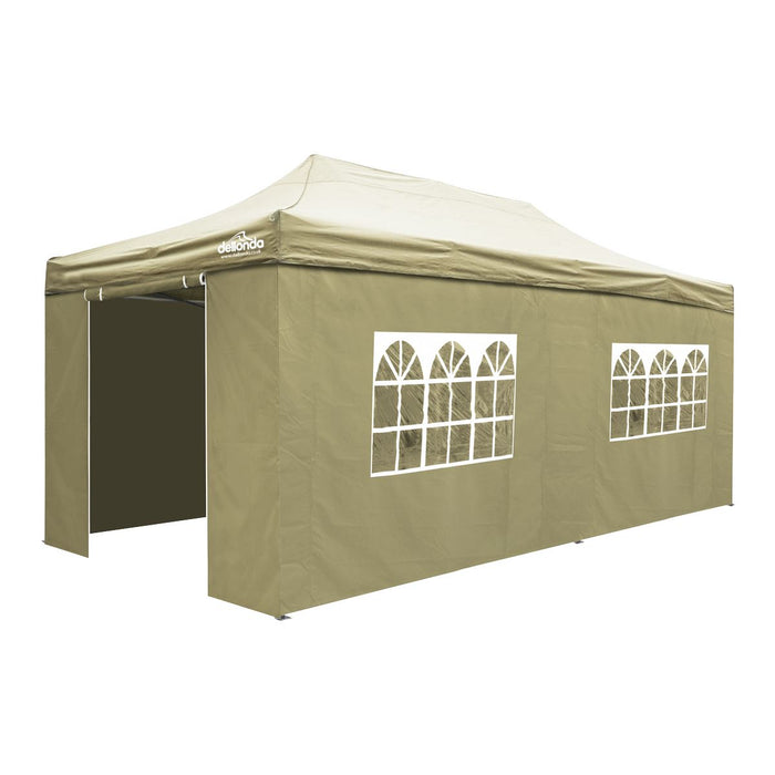 Dellonda 3x6m Pop-Up Gazebo & Side Walls Water Resistant Fabric - Beige