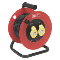 Sealey Cable Reel 25m 2 x 110V 1.5mmï Heavy-Duty Thermal Trip CR12515