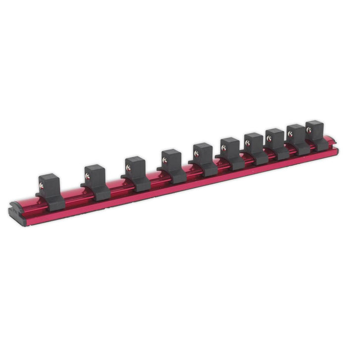 Sealey Socket Retaining Rail Magnetic 1/2"Sq Drive 10 Clips AK27084 Sealey - Town Tools 