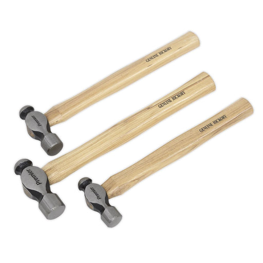 Sealey Premier Premier Ball Pein Hammer Set 3pc Hickory Shafts AK203 Sealey Premier - Town Tools 