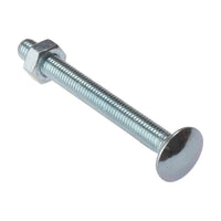Forgefix Carriage Bolt & Nut ZP M8 x 180mm Bag 10