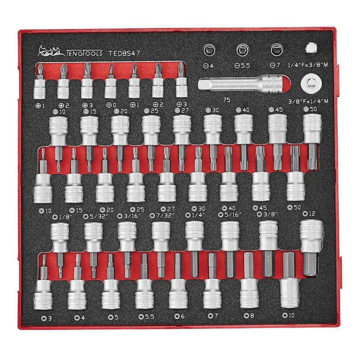 Teng Tools 1/4" & 3/8" Bit Socket Set FOAM2 47 Pieces Teng Tools - Town Tools 