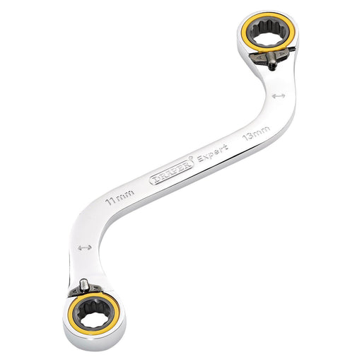 Draper Expert HI-TORQ Double Ring Ratchet S-Shape Spanner, 11 x 13mm Draper - Town Tools