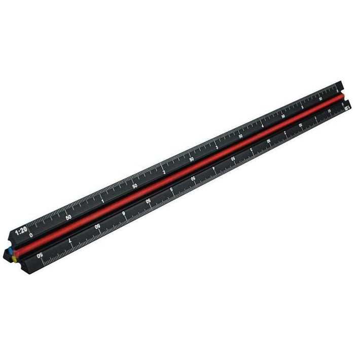 Faithfull Prestige Tri-Scale Engineer Rule Black Aluminium 300mm Faithfull - Town Tools
