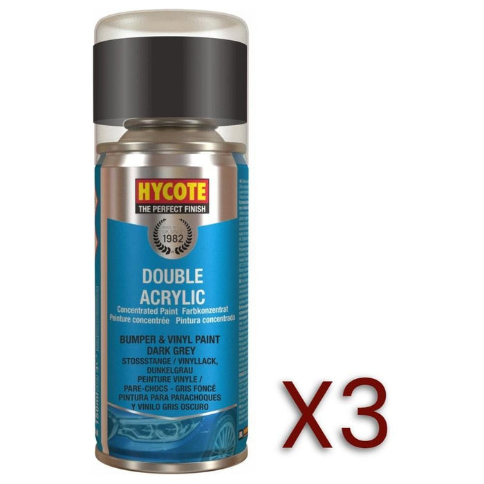 3x Hycote Aerosol Paint for Bumper Paint Dark Grey 150ml Hycote - Town Tools 