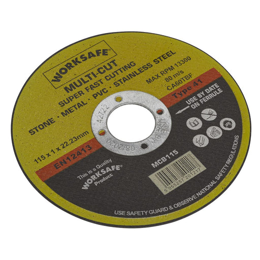 Sealey Multipurpose Cutting Disc115 x 1.6 x22mm Bore Pack of 50 MCB115/50 Sealey - Town Tools 