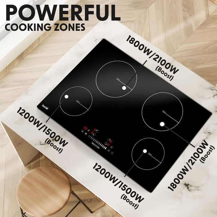 Baridi Integrated Induction Hob with 4 Cooking Zones 77cm 7200W Output Baridi - Town Tools 