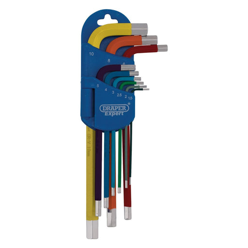 Draper Expert Metric Long Arm Hex Key Set, Colour Coded (9 Piece) 04905 Draper - Town Tools 