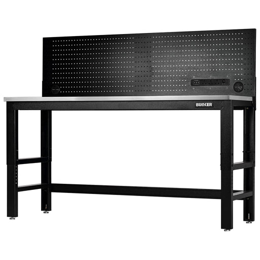 Bunker Workbench with Stainless Steel Worktop and Power Pegboard, 1830mm Draper - Town Tools