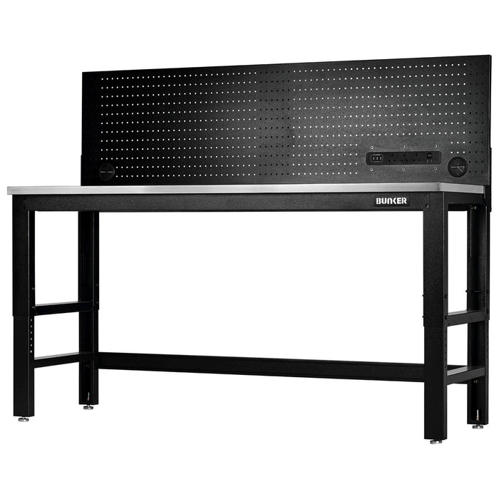 Bunker Workbench with Stainless Steel Worktop and Power Pegboard, 1830mm Draper - Town Tools