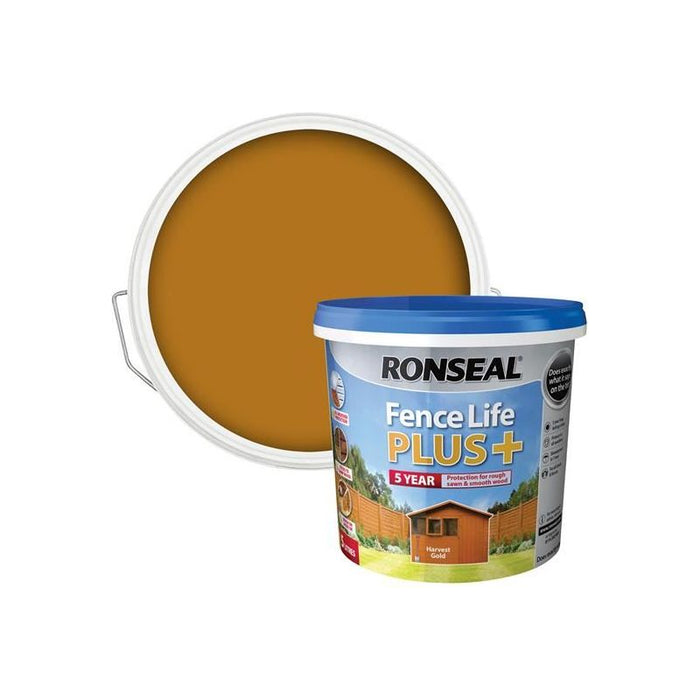 Ronseal Fence Life Plus+ Harvest Gold 5 litre Ronseal - Town Tools