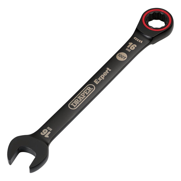 Draper Expert HI-TORQ Metric Ratchet Combination Spanner, 16mm, Black Draper - Town Tools