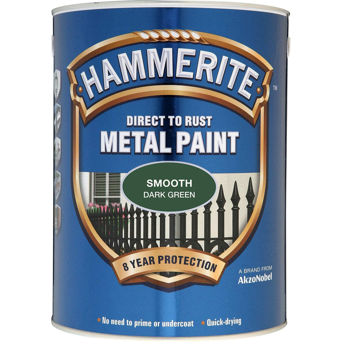 Hammerite Direct To Rust Metal Paint - Smooth Dark Green - 2.5 Litre Hammerite - Town Tools 