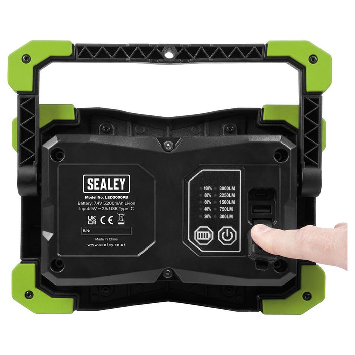 Sealey 30W COB LED Portable Floodlight and Power Bank LED3000PB Sealey - Town Tools 