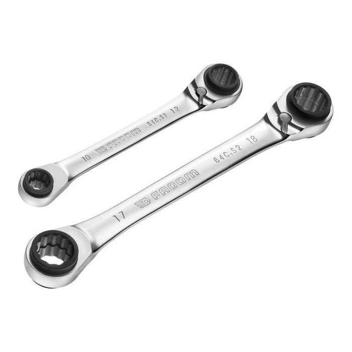 Facom Quatro Ratcheting Spanner Set, 2 Piece Facom - Town Tools