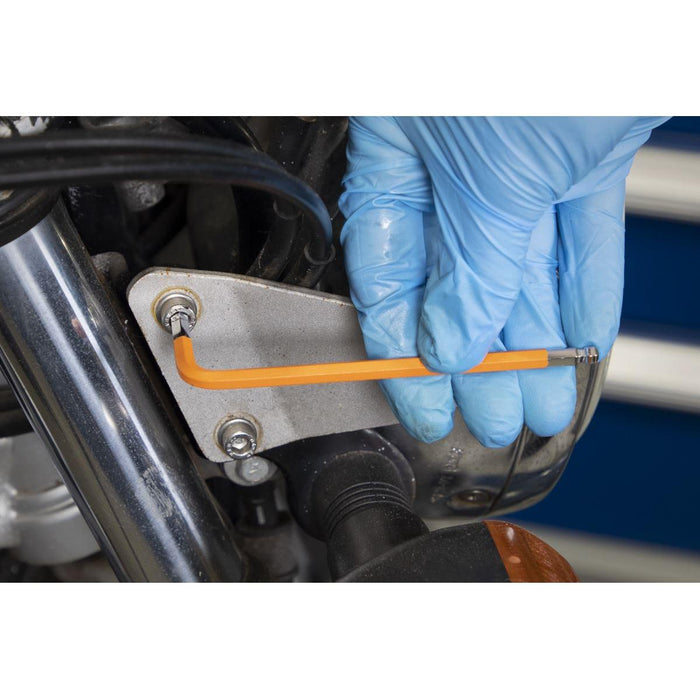 Premier Long Colour-Coded Ball-End Hex Key Set 9pc - Display Box of 10 Sealey Premier - Town Tools 