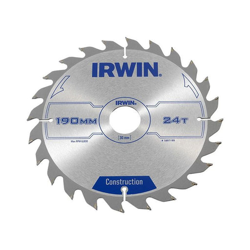 Irwin® Construction Circular Saw Blade 190 x 30mm x 24T ATB IRWIN® - Town Tools