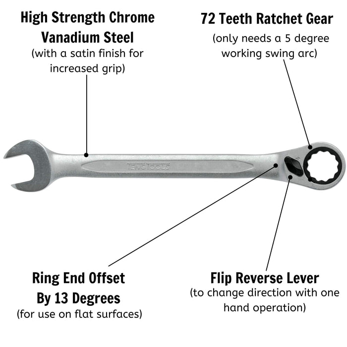 Teng Tools Ratcheting Combination Spanner Metric R 22mm Teng Tools - Town Tools 