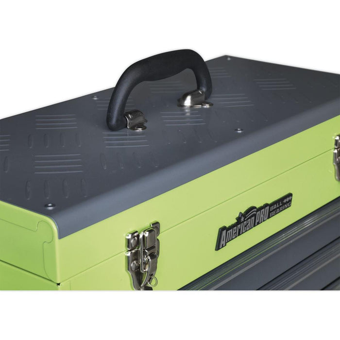 Sealey Tool Chest 3 Drawer Portable with Ball-Bearing Slides Hi-Vis Green/Grey Sealey - Town Tools 